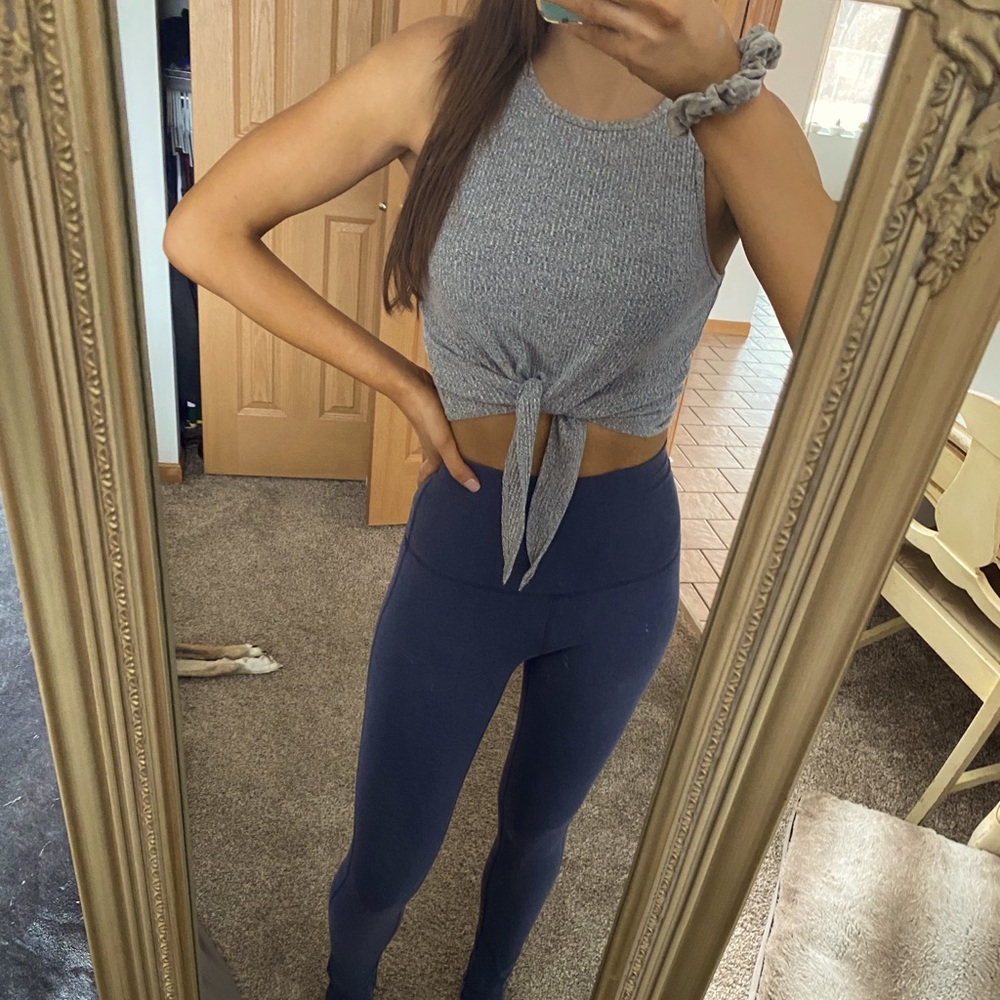 Grey Tie Crop Top